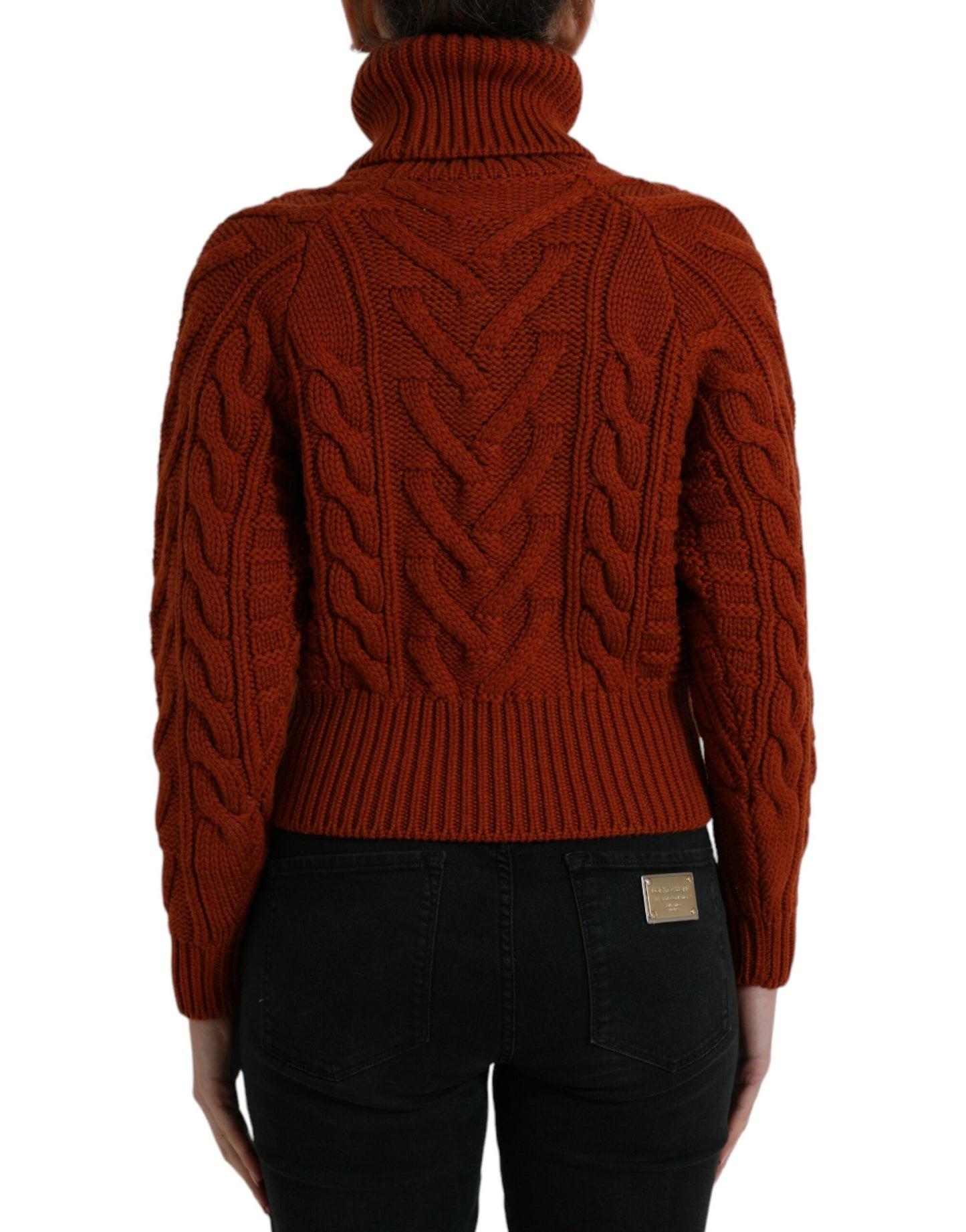 Dolce & Gabbana Brown Wool Knit Turtleneck Pullover Women's Sweater