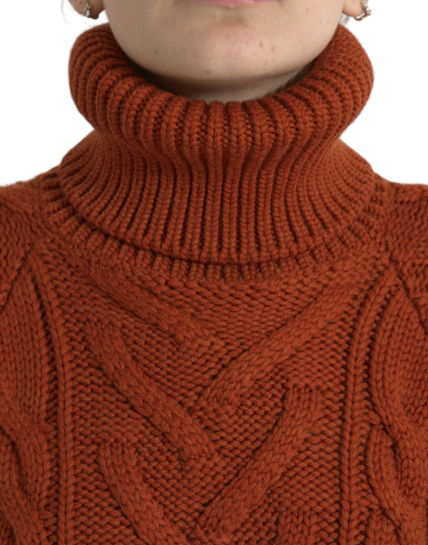 Dolce & Gabbana Brown Wool Knit Turtleneck Pullover Women's Sweater