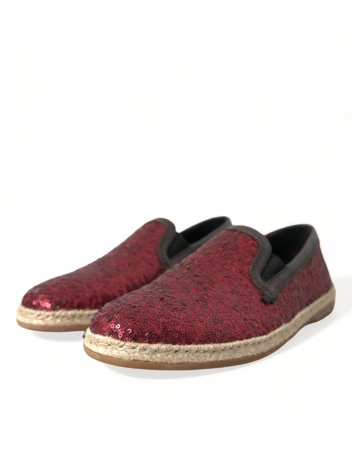 Dolce & Gabbana Red Sequined Loafers Slippers Men Men's Shoes