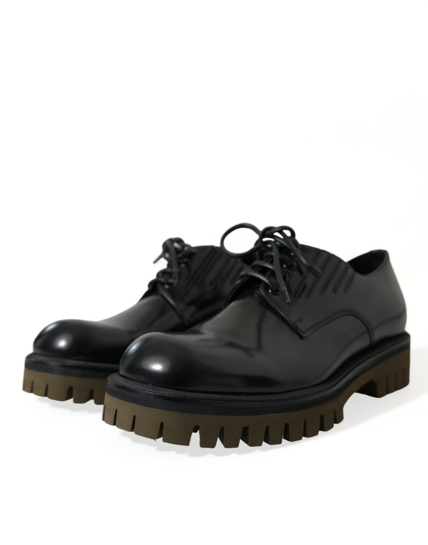 Dolce & Gabbana Black Leather Lace Up Derby Men Dress Men's Shoes