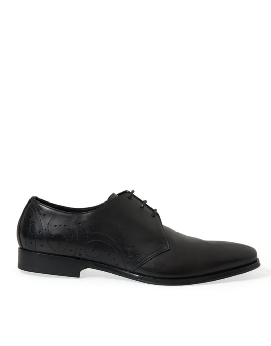 Dolce & Gabbana Black Leather Lace Up Formal Derby Dress Men's Shoes