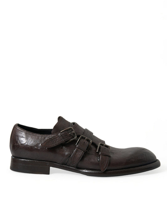 Dolce & Gabbana Brown Leather Strap Formal Dress Men's Shoes