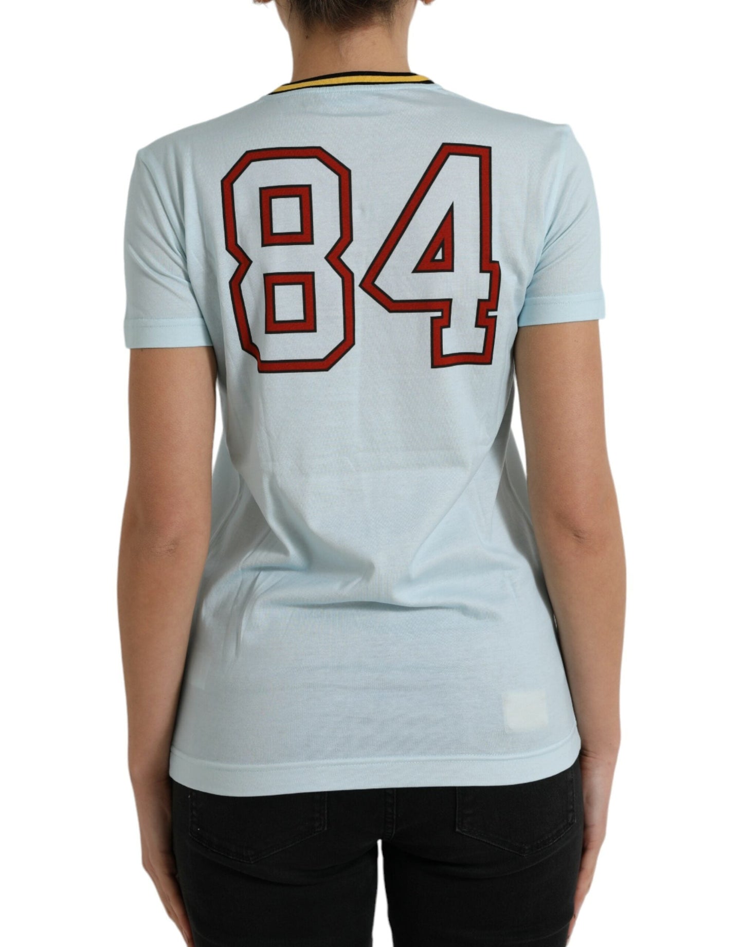 Dolce & Gabbana Light Blue Cotton Free Love Crew Neck Women's T-shirt