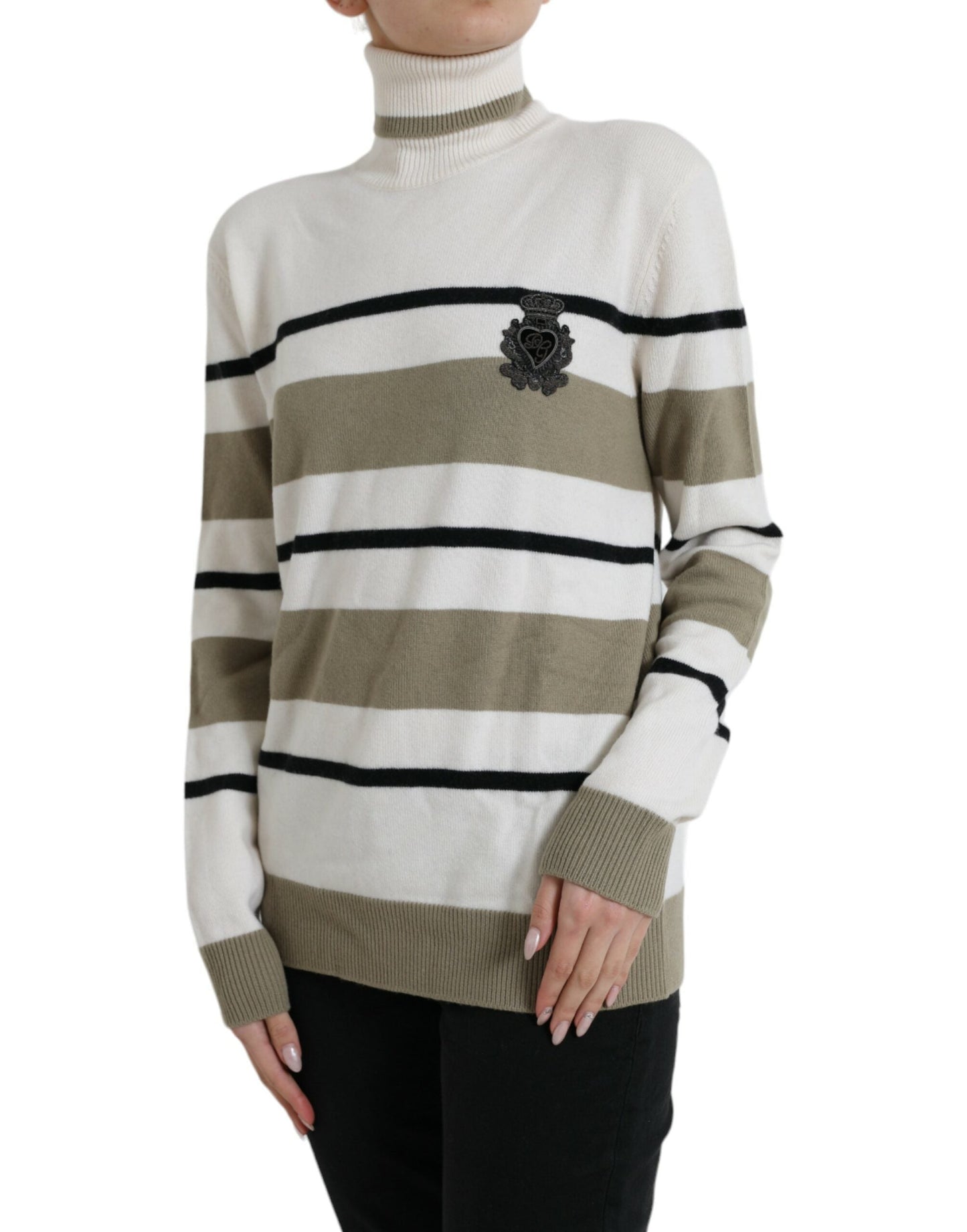 Dolce & Gabbana Multicolor Stripe Wool Logo Pullover Women's Sweater