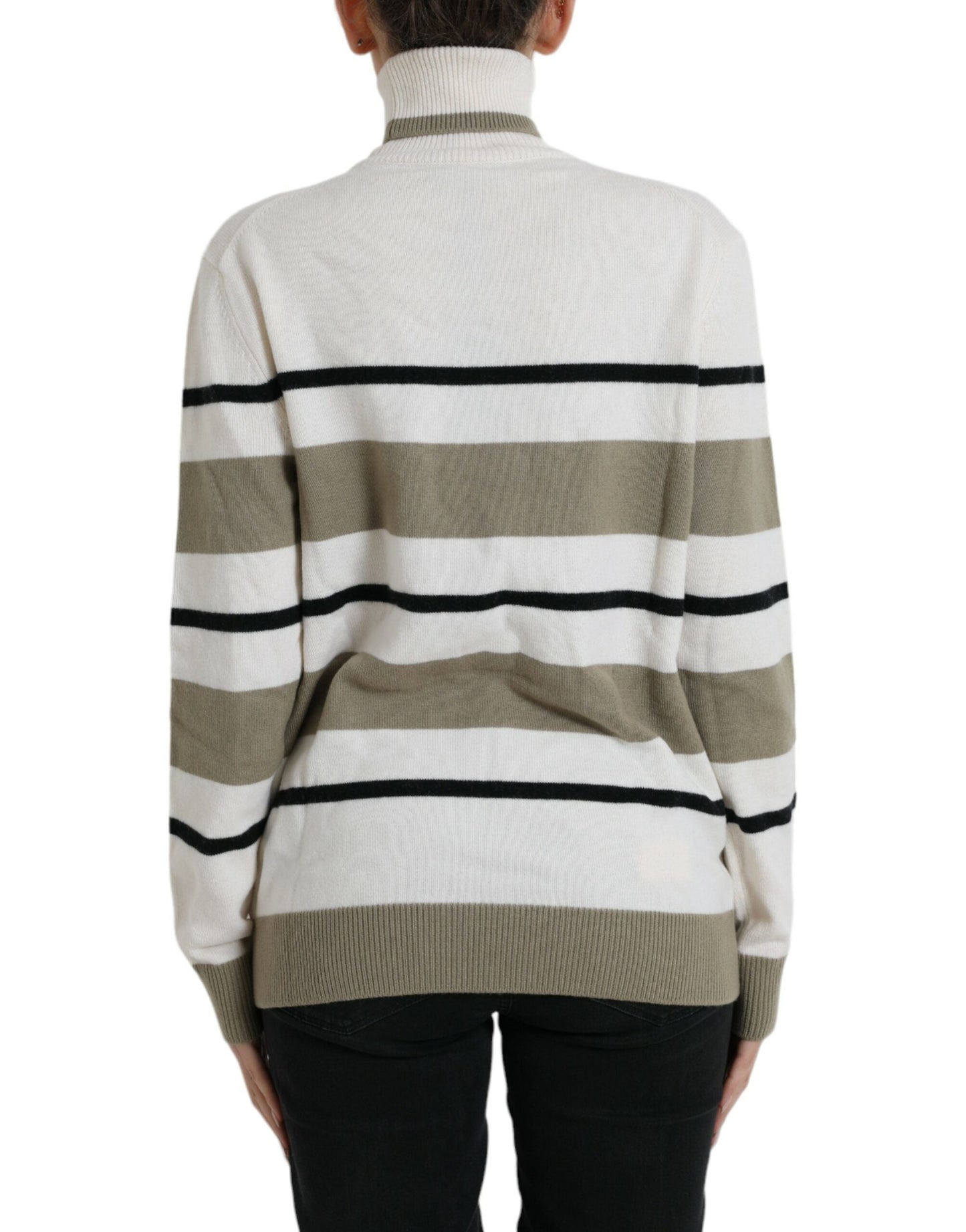 Dolce & Gabbana Multicolor Stripe Wool Logo Pullover Women's Sweater