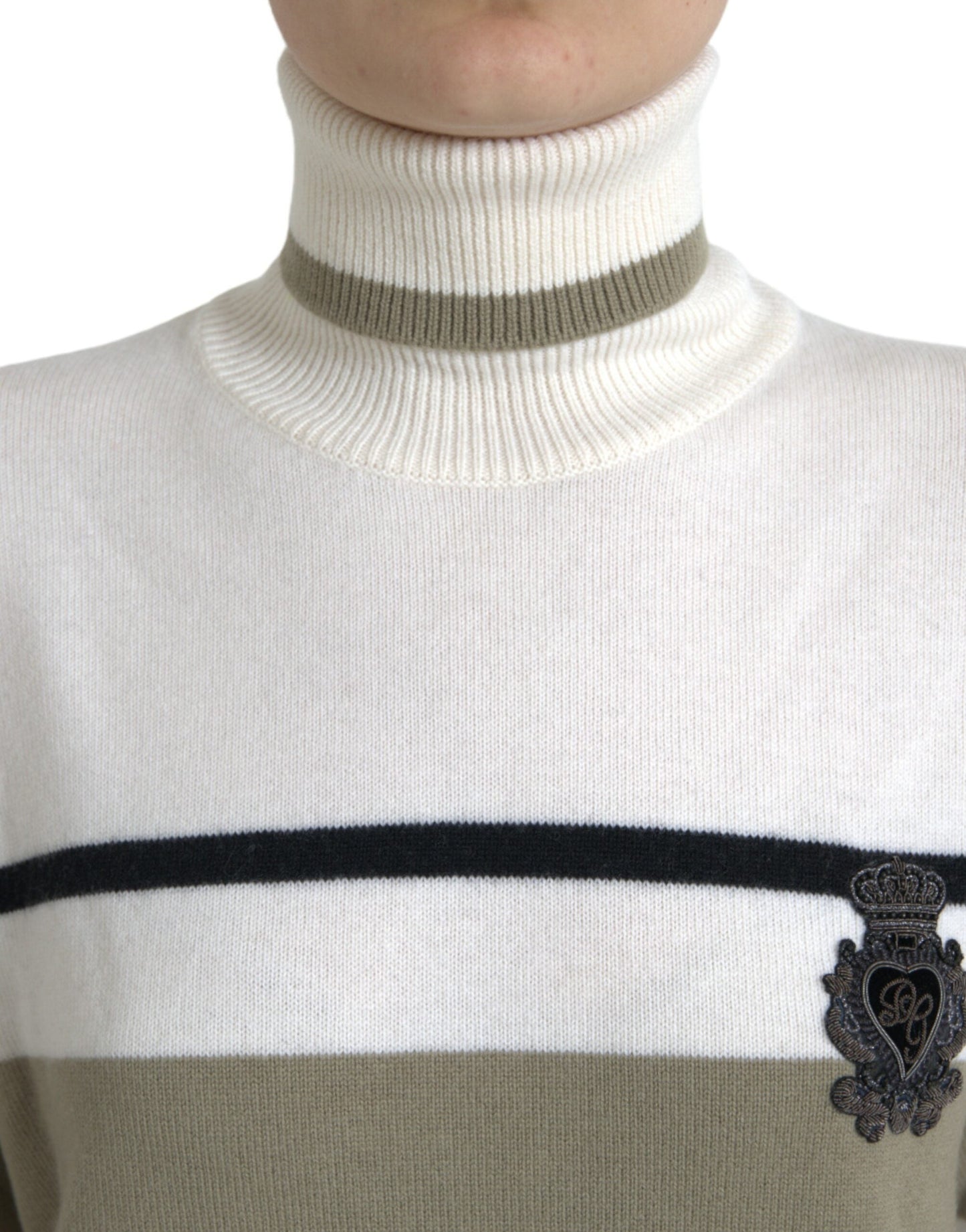 Dolce & Gabbana Multicolor Stripe Wool Logo Pullover Women's Sweater