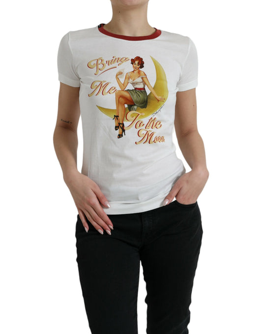 Dolce & Gabbana White Bring Me To The Moon T-shirt Women's Top