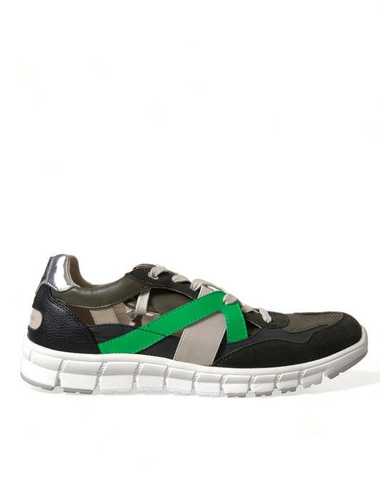 Dolce & Gabbana Multicolor Leather Suede Low Top Sneakers Men's Shoes