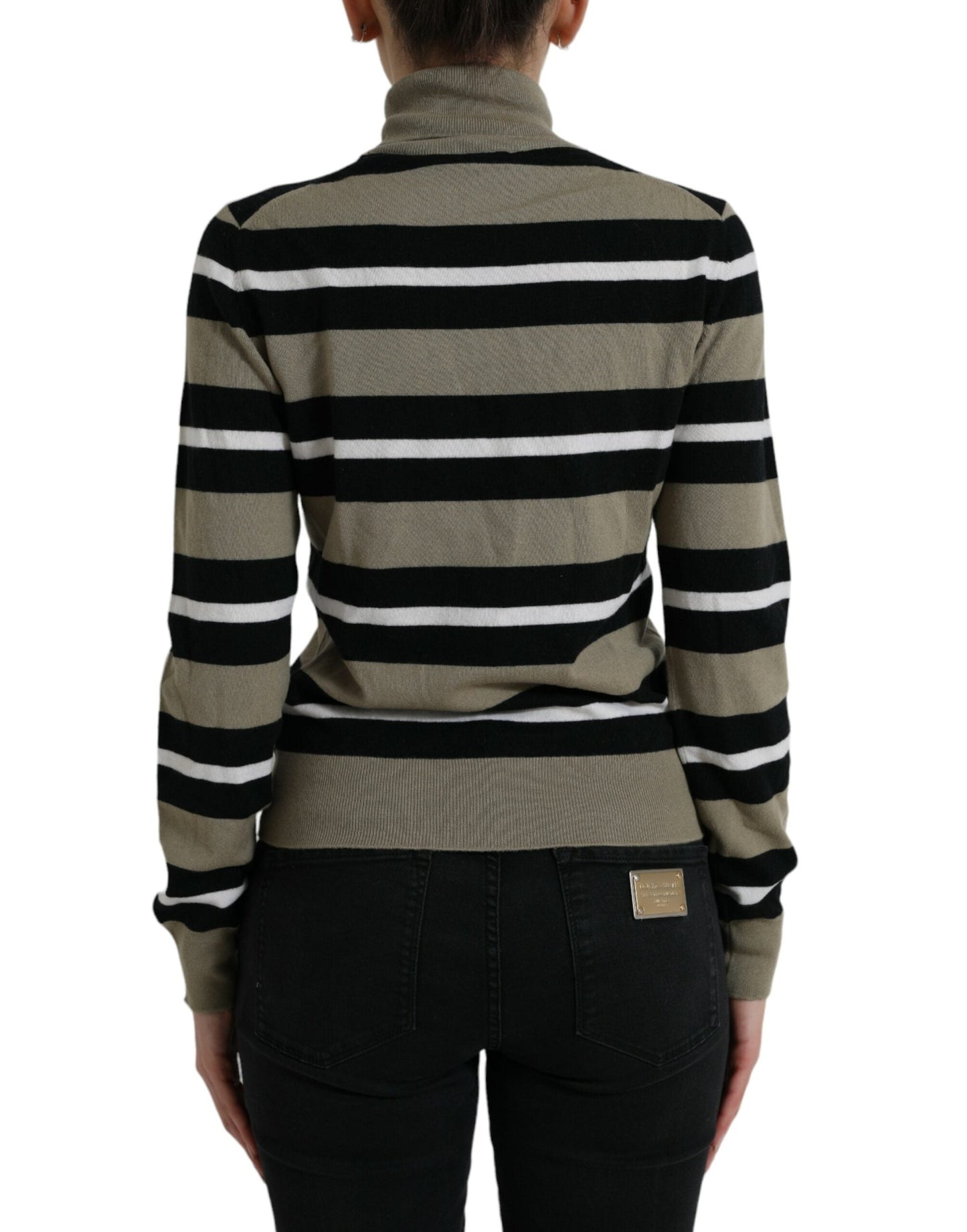 Dolce & Gabbana Multicolor Stripe Wool Logo Pullover Women's Sweater