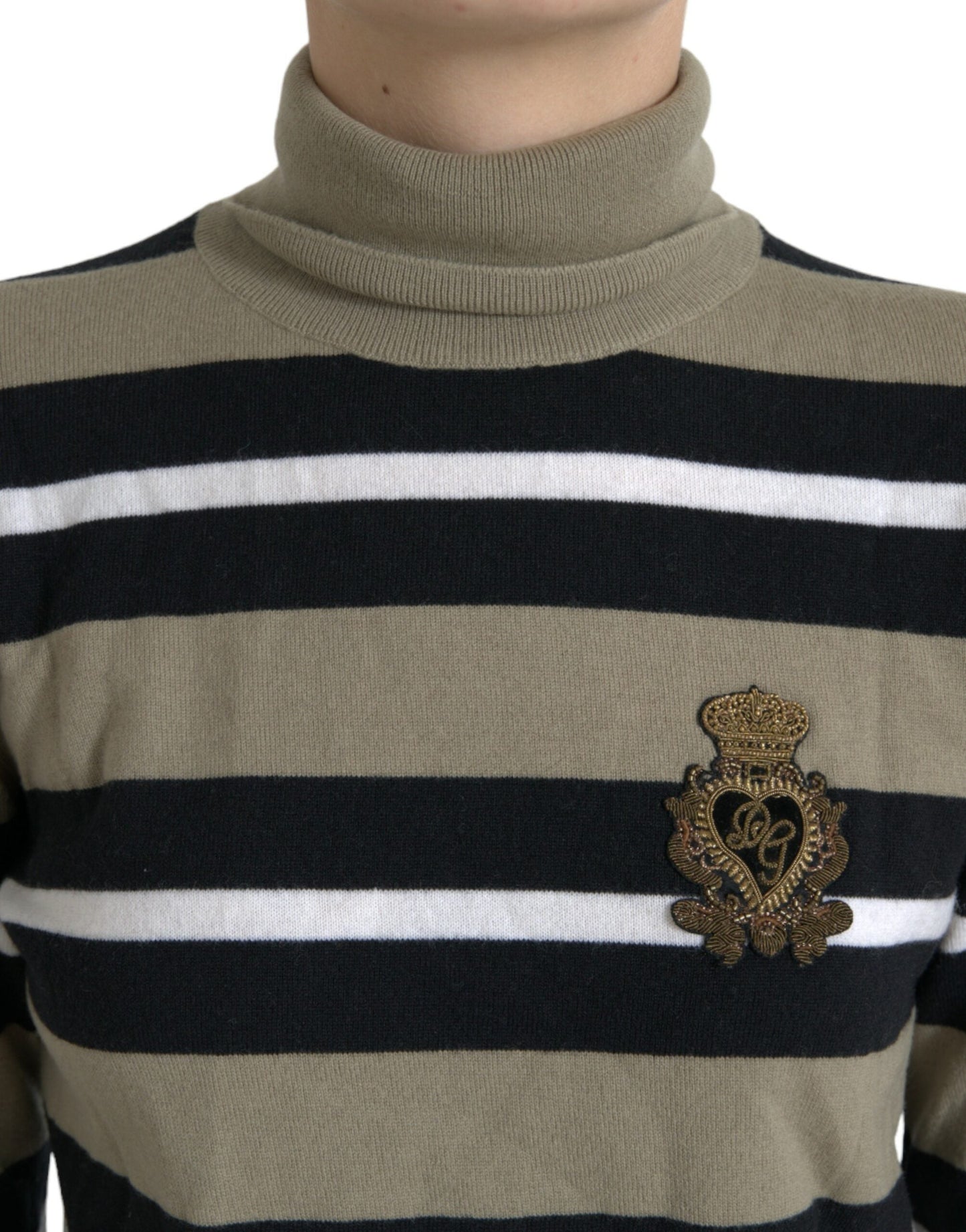 Dolce & Gabbana Multicolor Stripe Wool Logo Pullover Women's Sweater