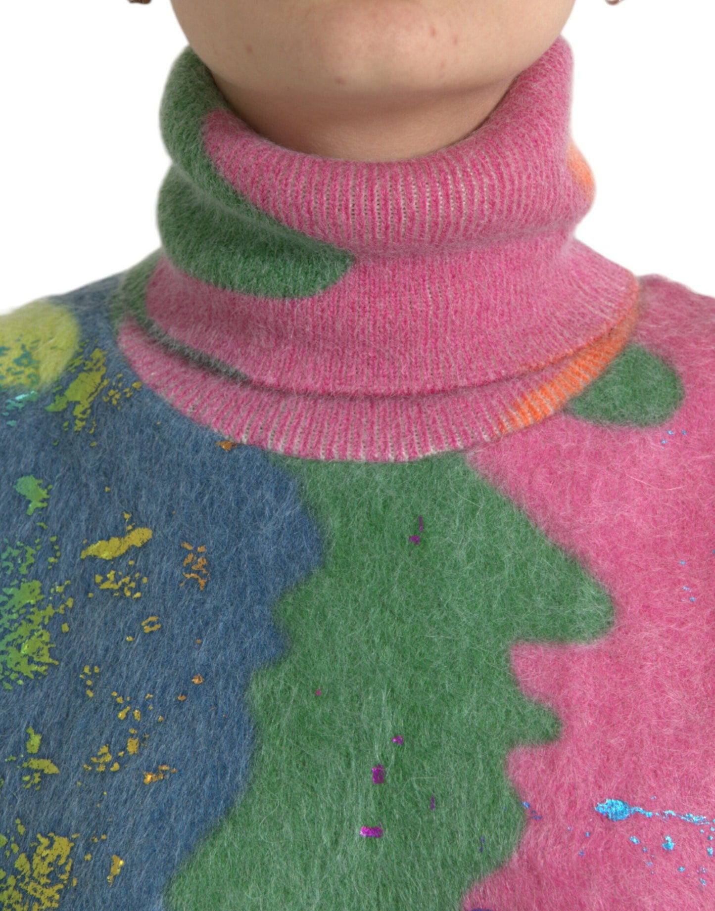 Dolce & Gabbana Multicolor Mohair Turtleneck Pullover Women's Sweater