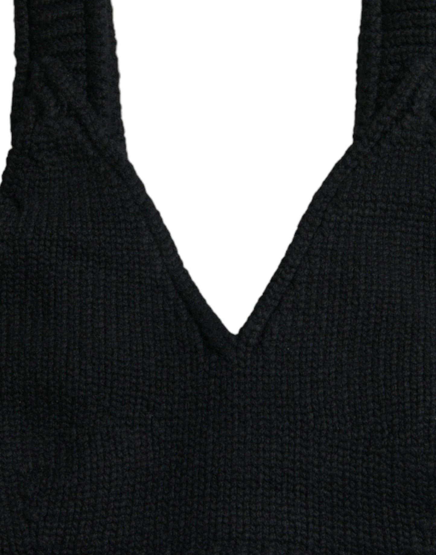 Dolce & Gabbana Black Cropped Cashmere V-neck Bustier Women's Top