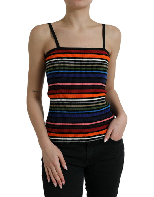 Dolce & Gabbana Multicolor Stripes Spaghetti Strap Tank Women's Top