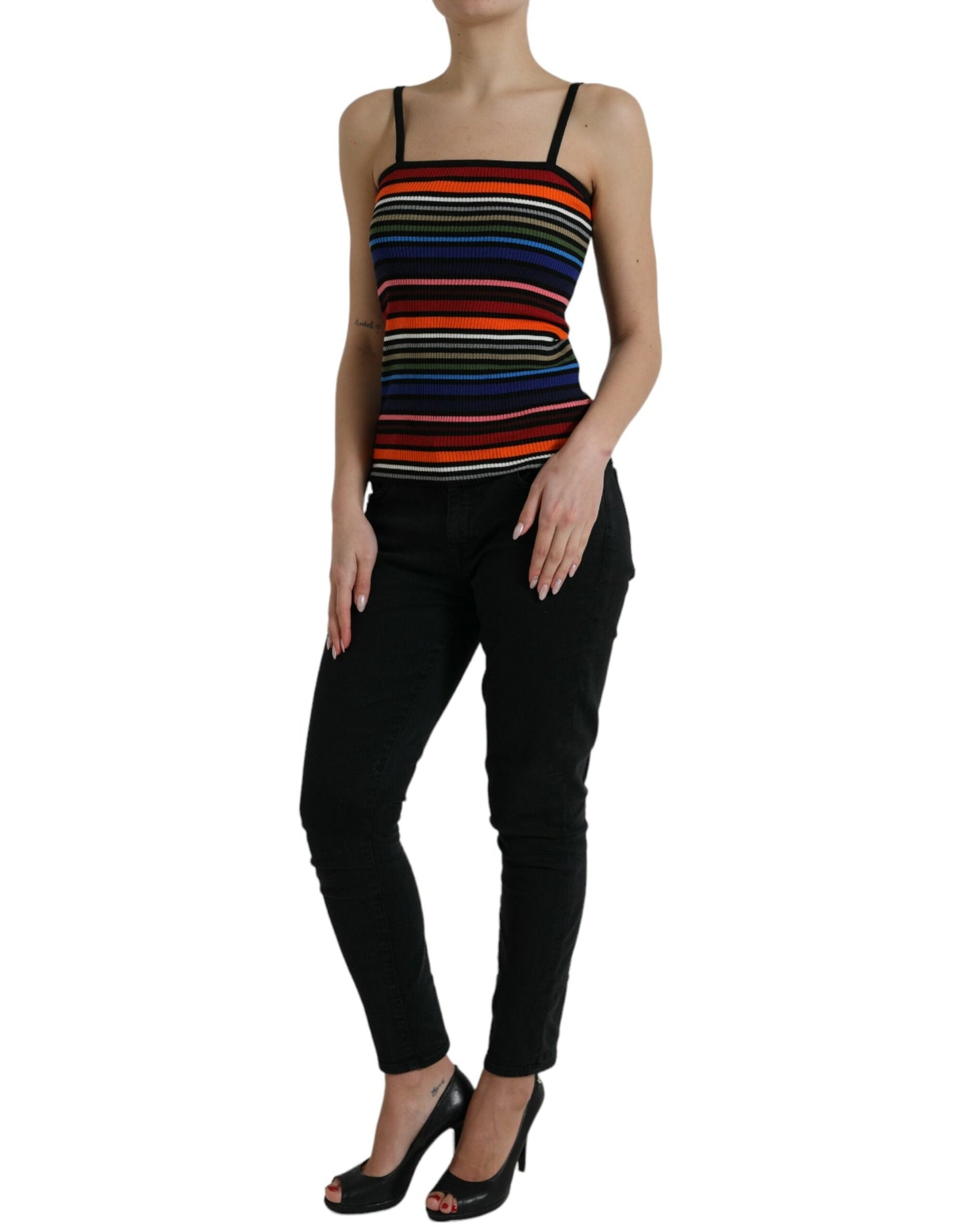 Dolce & Gabbana Multicolor Stripes Spaghetti Strap Tank Women's Top