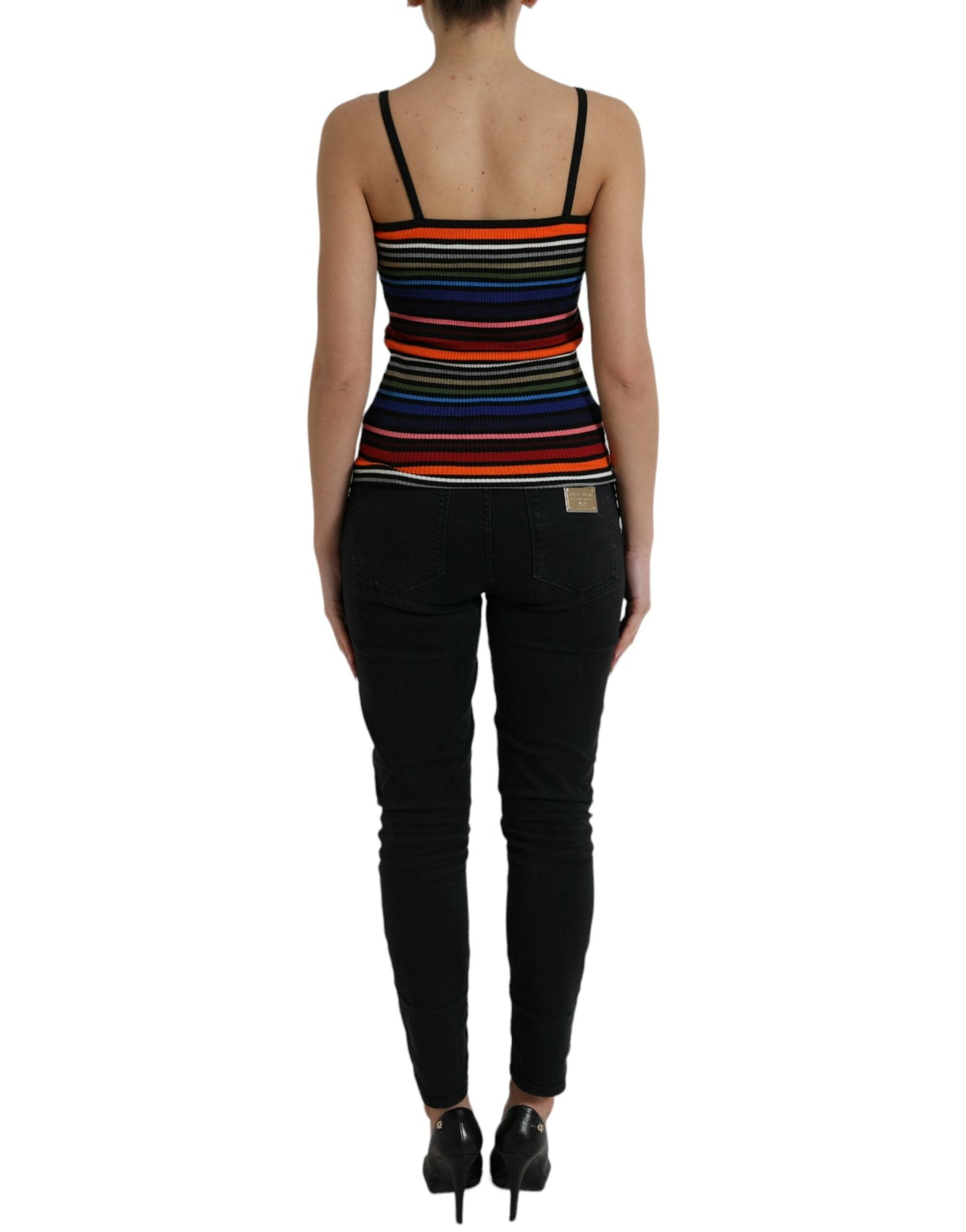 Dolce & Gabbana Multicolor Stripes Spaghetti Strap Tank Women's Top
