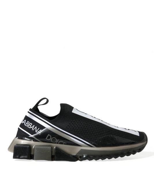 Dolce & Gabbana Black White Slip On Sneakers Sorrento Men's Shoes