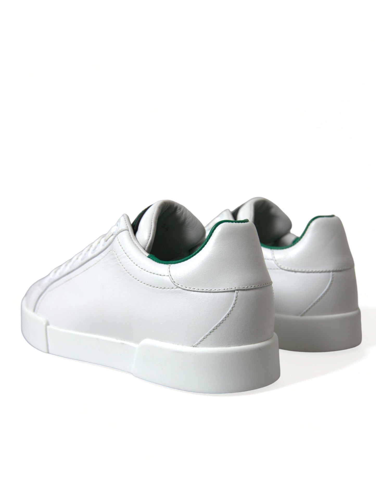 Dolce & Gabbana White Green Leather Portofino Sneakers Men's Shoes