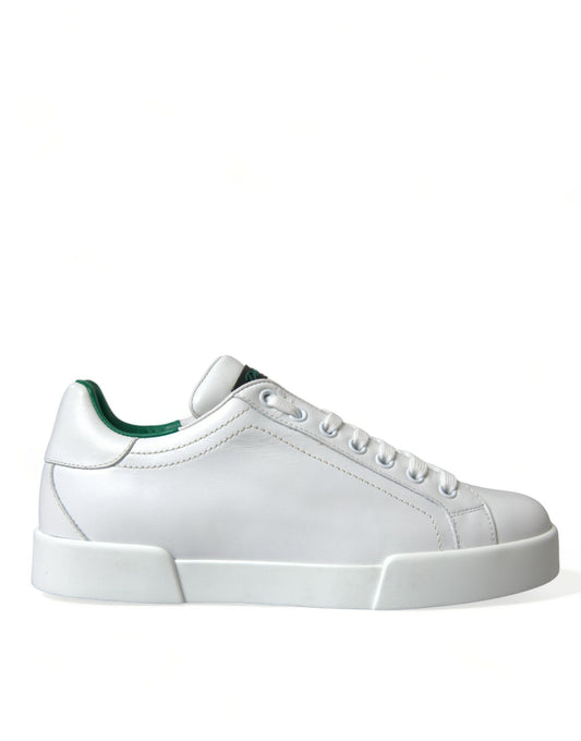 Dolce & Gabbana White Green Leather Portofino Sneakers Men's Shoes