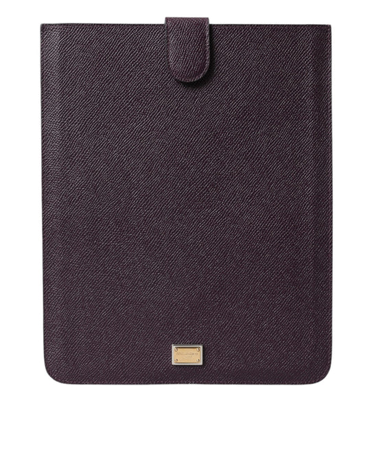 Dolce & Gabbana Dark Brown Leather Logo Plaque Cover Sleeve Tablet Women's Case