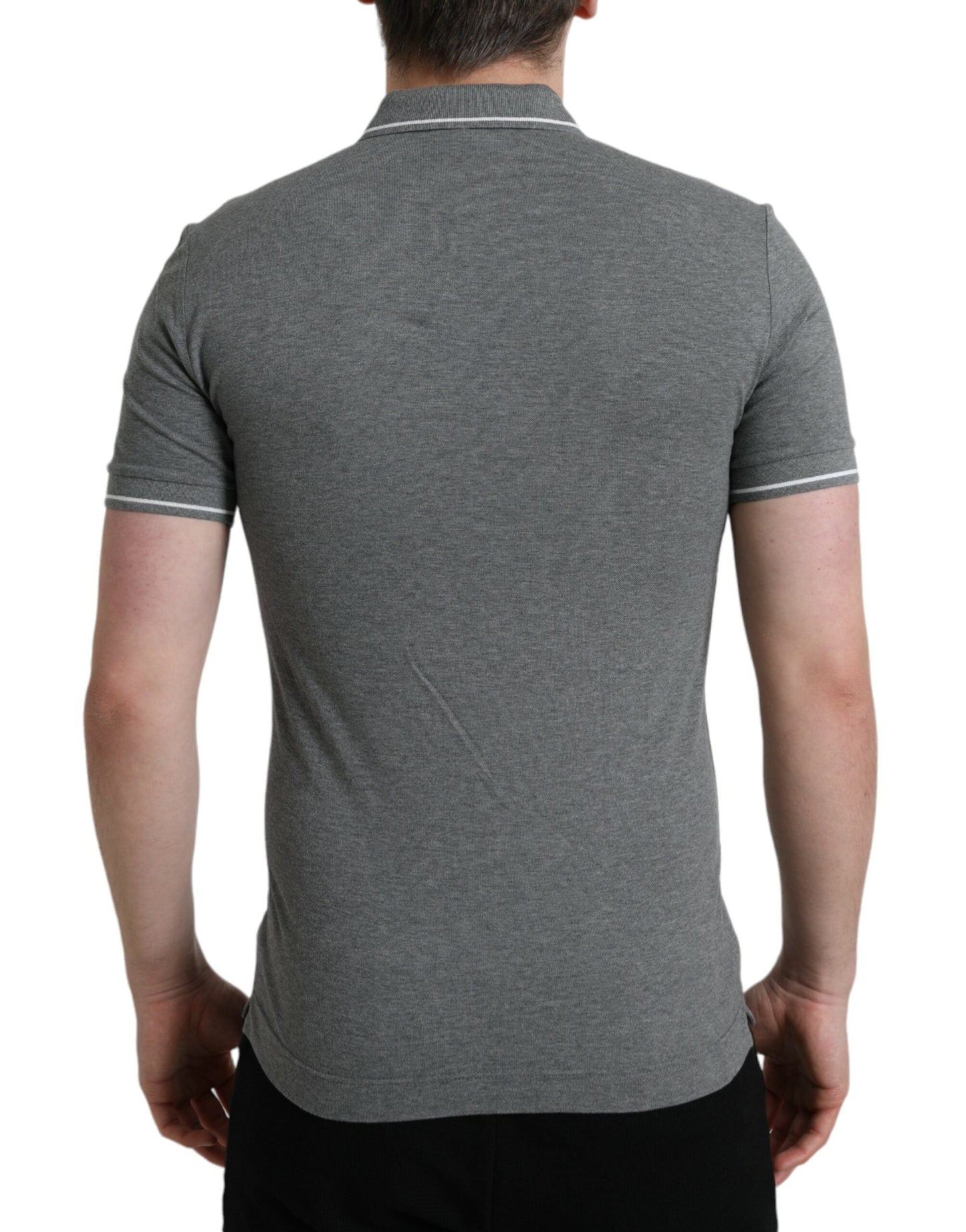 Dolce & Gabbana Gray Collared Short Sleeve Crown Men's T-shirt