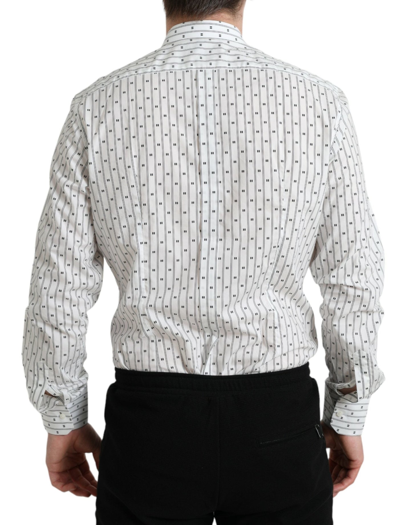 Dolce & Gabbana White Patterned Men GOLD Formal Dress Men's Shirt