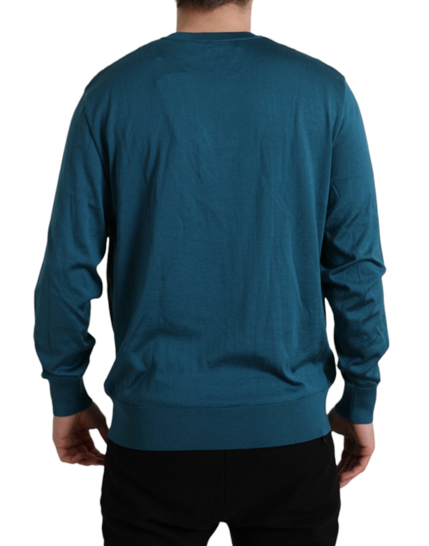 Dolce & Gabbana Green Peacock Feather Pullover Men's Sweater