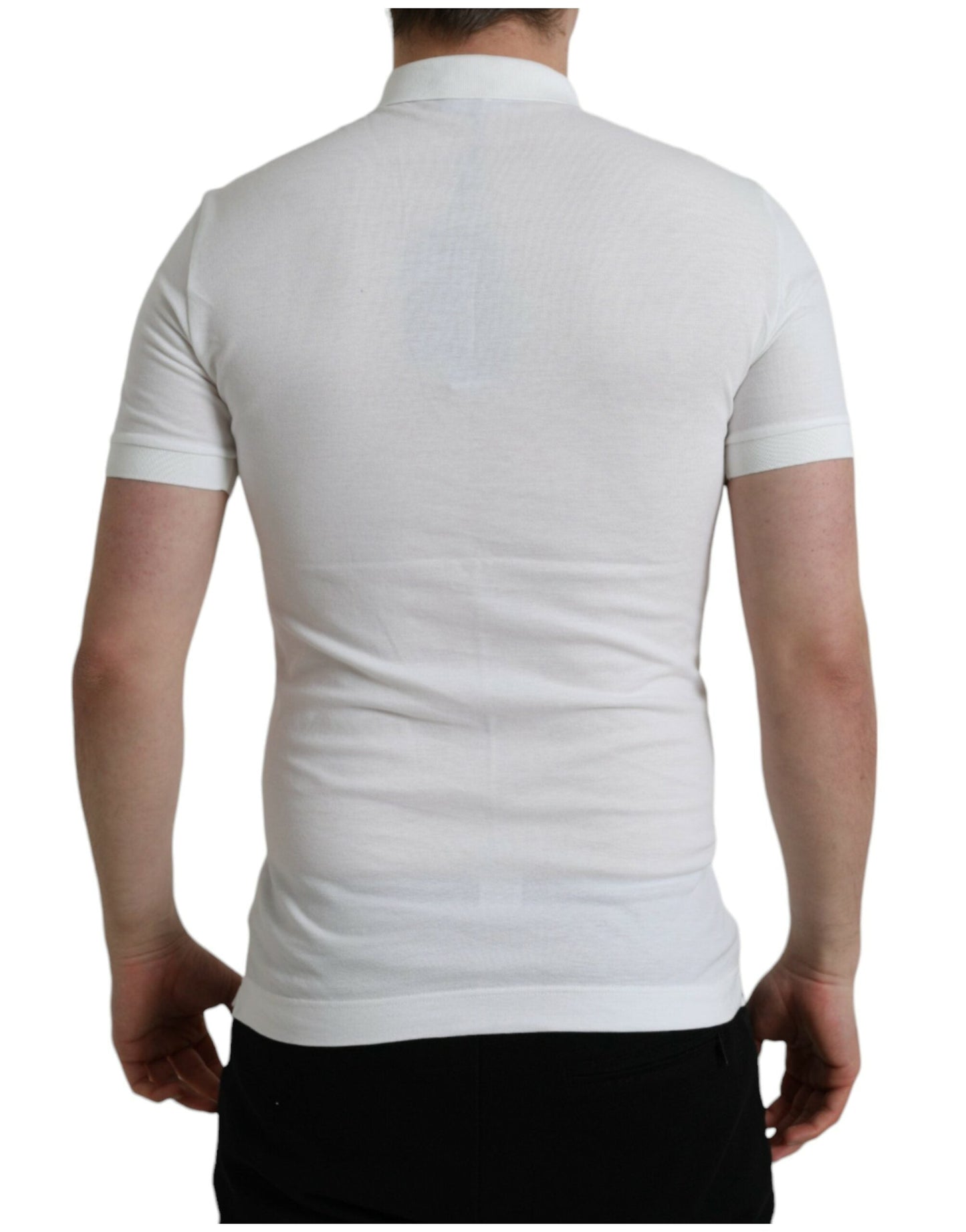 Dolce & Gabbana White Collared Short Sleeve Crown Men's T-shirt