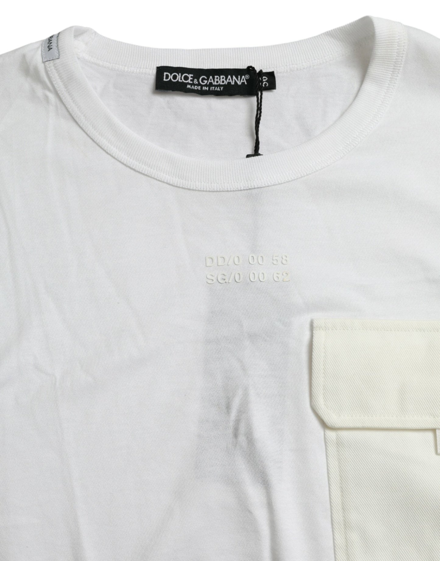 Dolce & Gabbana White Cotton Pocket Short Sleeves Men's T-shirt