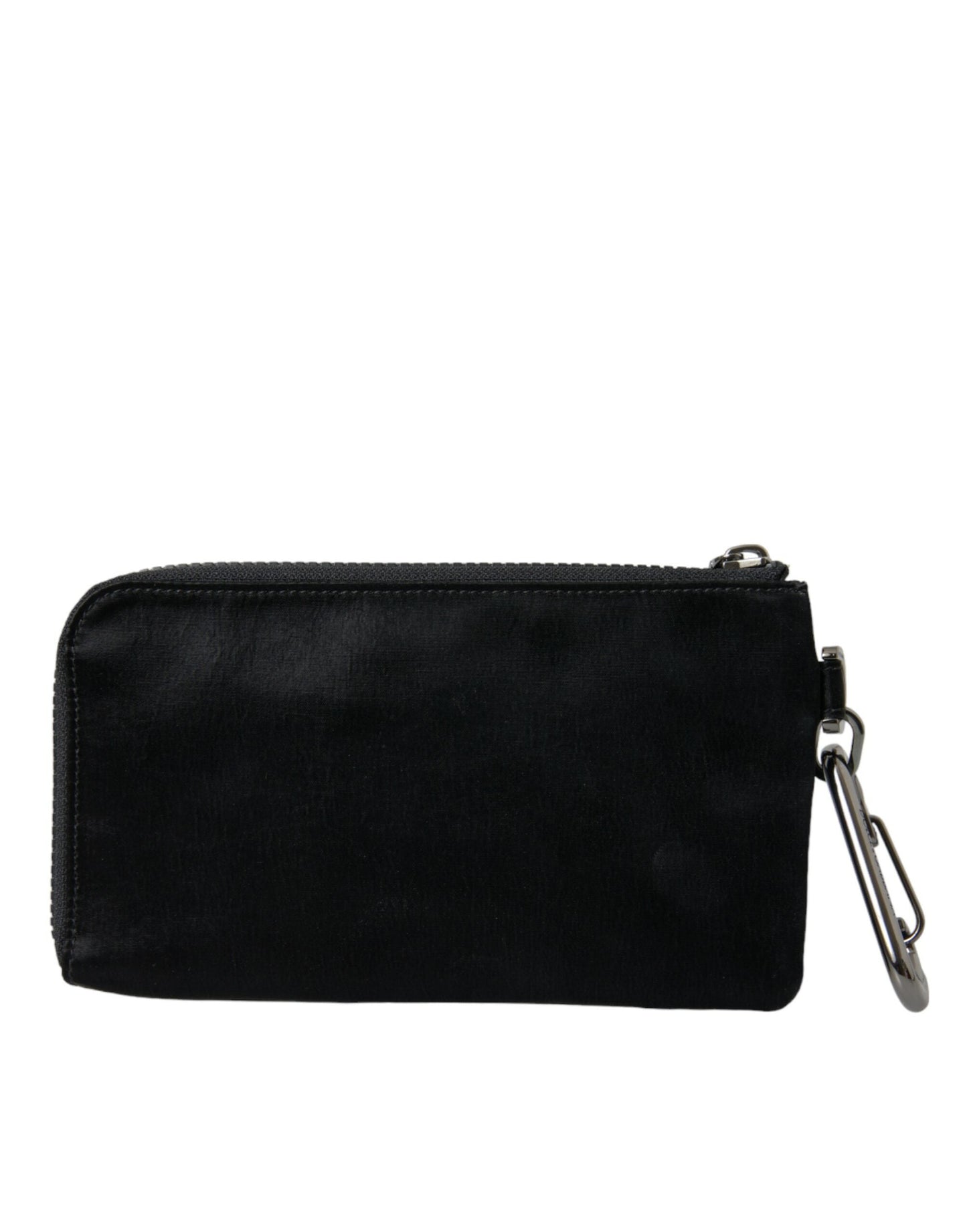 Dolce & Gabbana Black Nylon Logo Plaque Keyring Pouch Clutch Men's Bags
