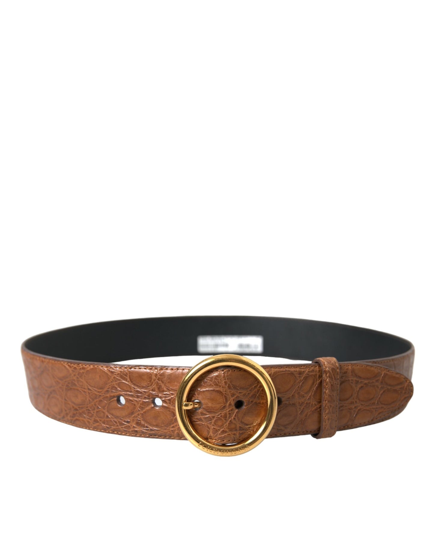 Dolce & Gabbana Brown Exotic Leather Round Buckle Men's Belt