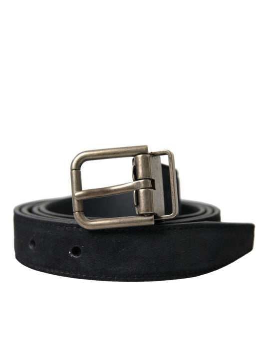Dolce & Gabbana Black Goat Leather Antique Metal Buckle Men's Belt