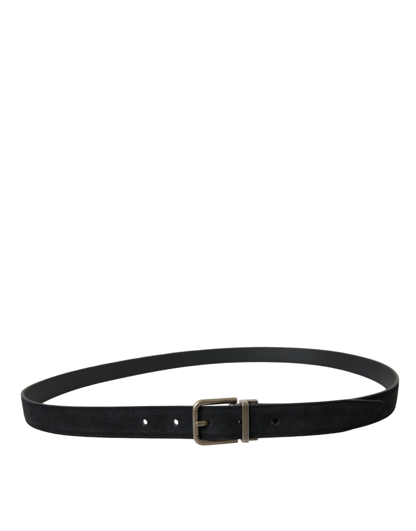Dolce & Gabbana Black Goat Leather Antique Metal Buckle Men's Belt