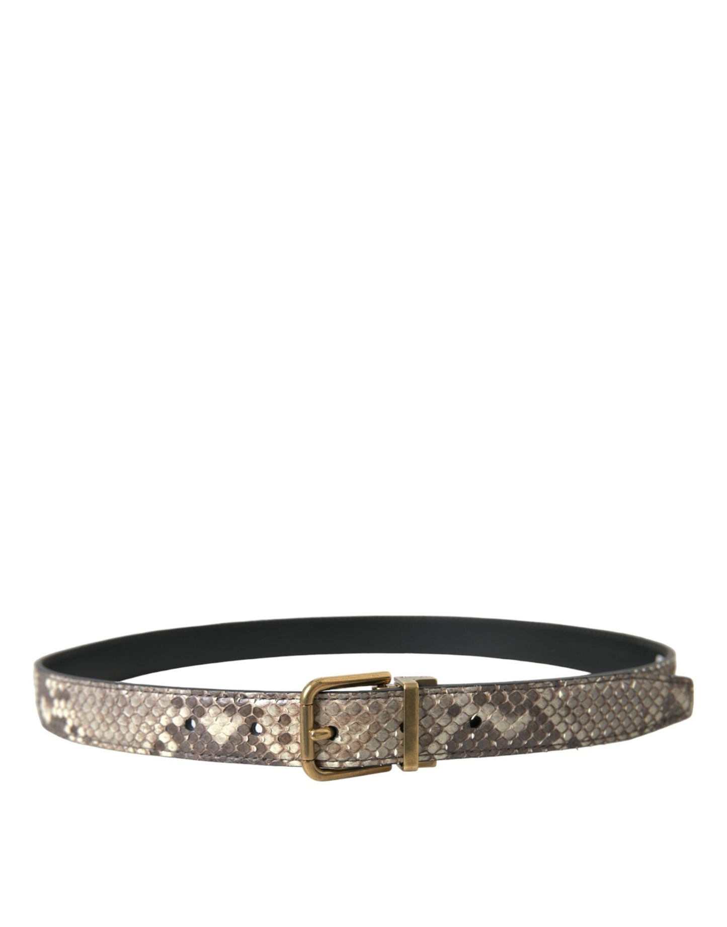 Dolce & Gabbana Brown Python Leather Gold Metal Buckle Men's Belt