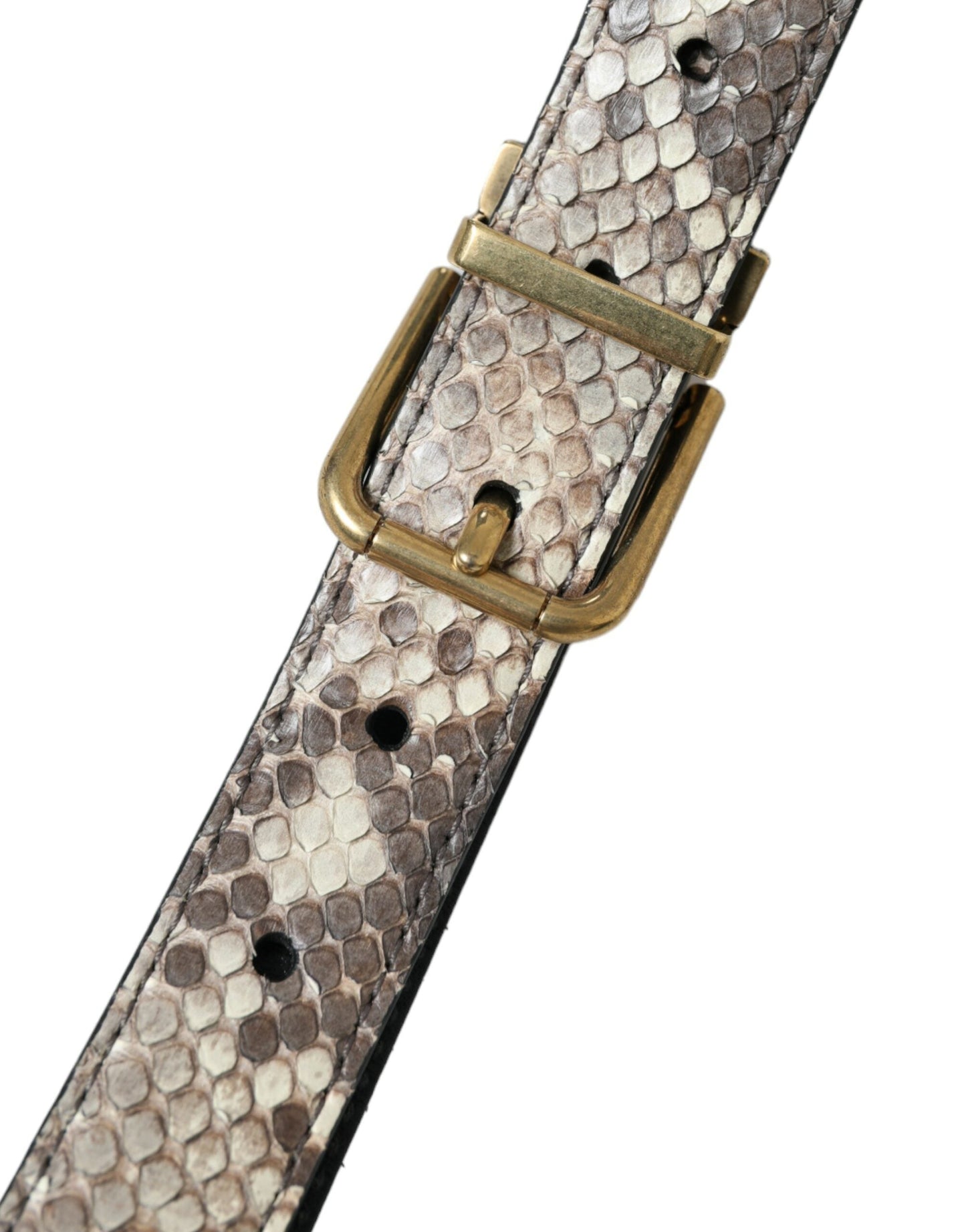 Dolce & Gabbana Brown Python Leather Gold Metal Buckle Men's Belt