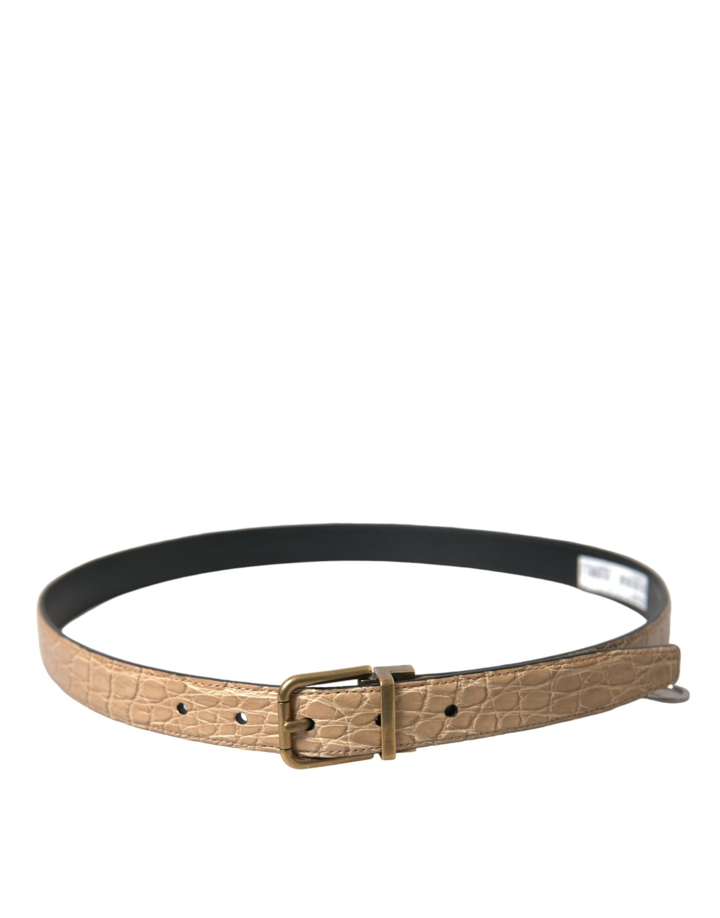 Dolce & Gabbana Beige Exotic Leather Gold Metal Buckle Men's Belt
