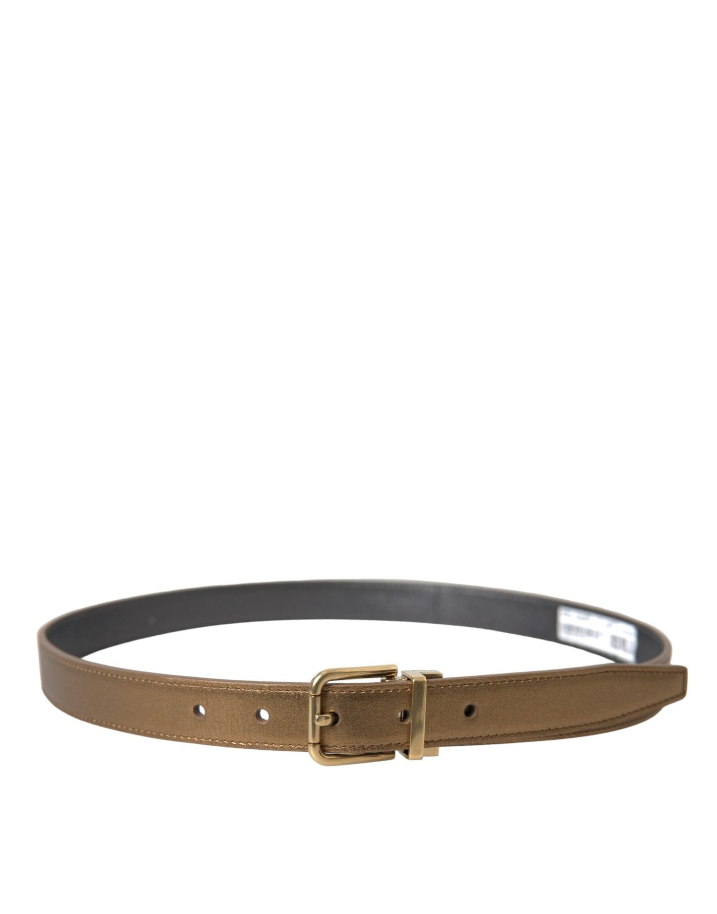 Dolce & Gabbana Metallic Gold Calf Leather Metal Buckle Men's Belt