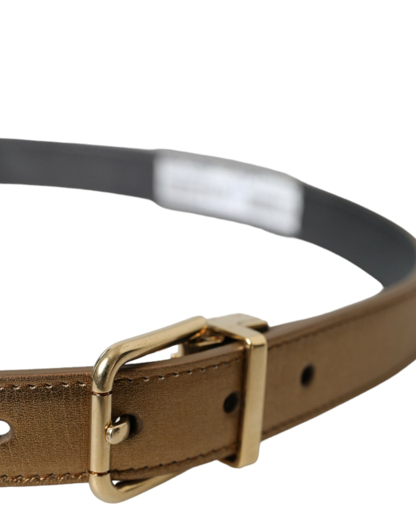 Dolce & Gabbana Metallic Gold Calf Leather Metal Buckle Men's Belt