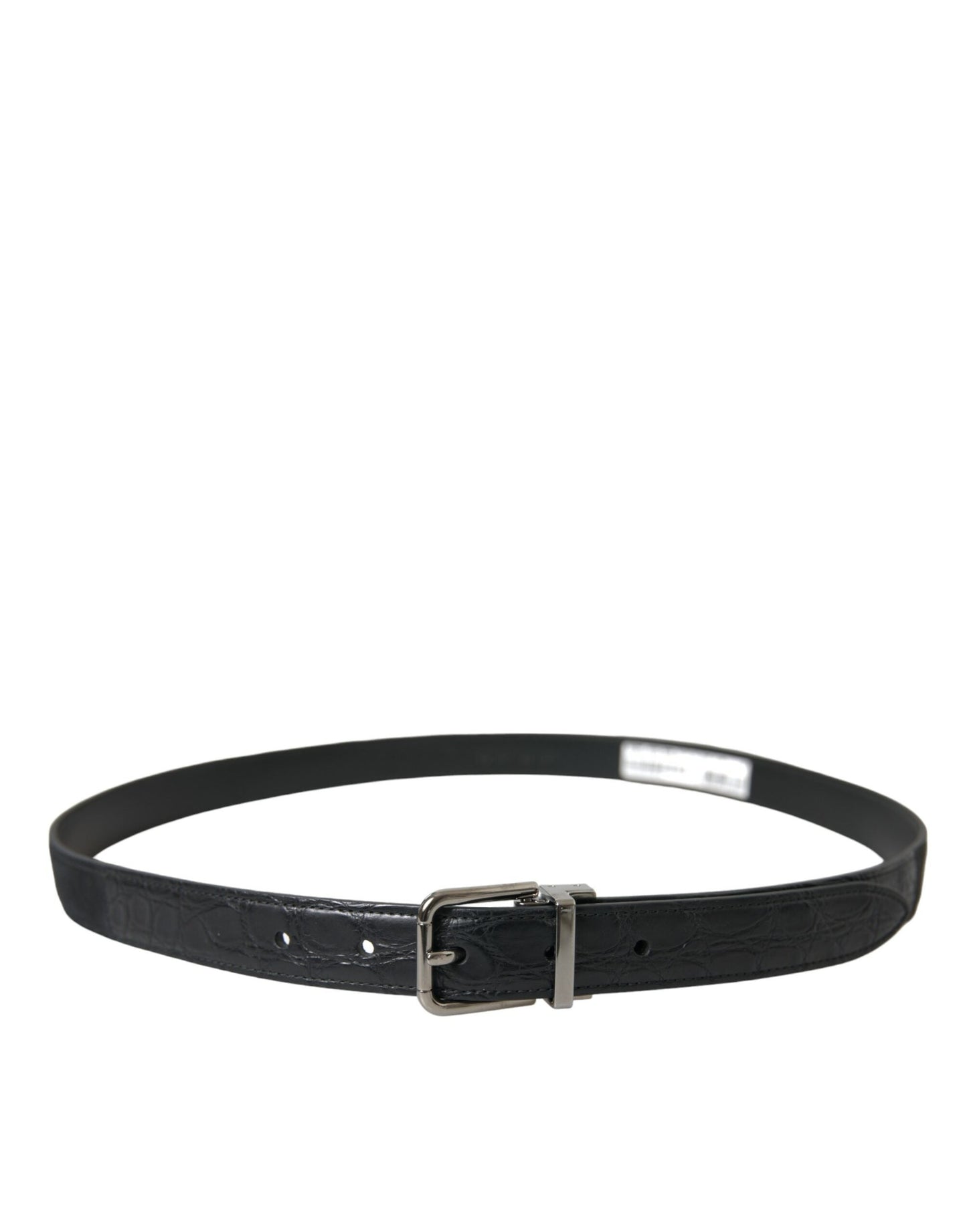 Dolce & Gabbana Black Leather Silver Metal Buckle Men's Belt