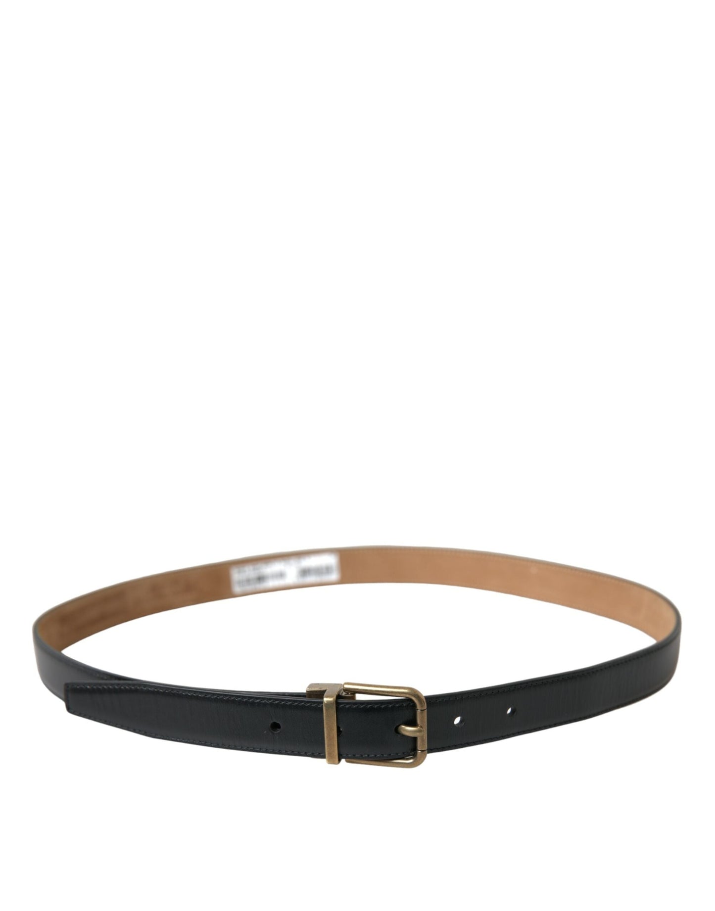 Dolce & Gabbana Black Calf Leather Gold Metal Buckle Men's Belt