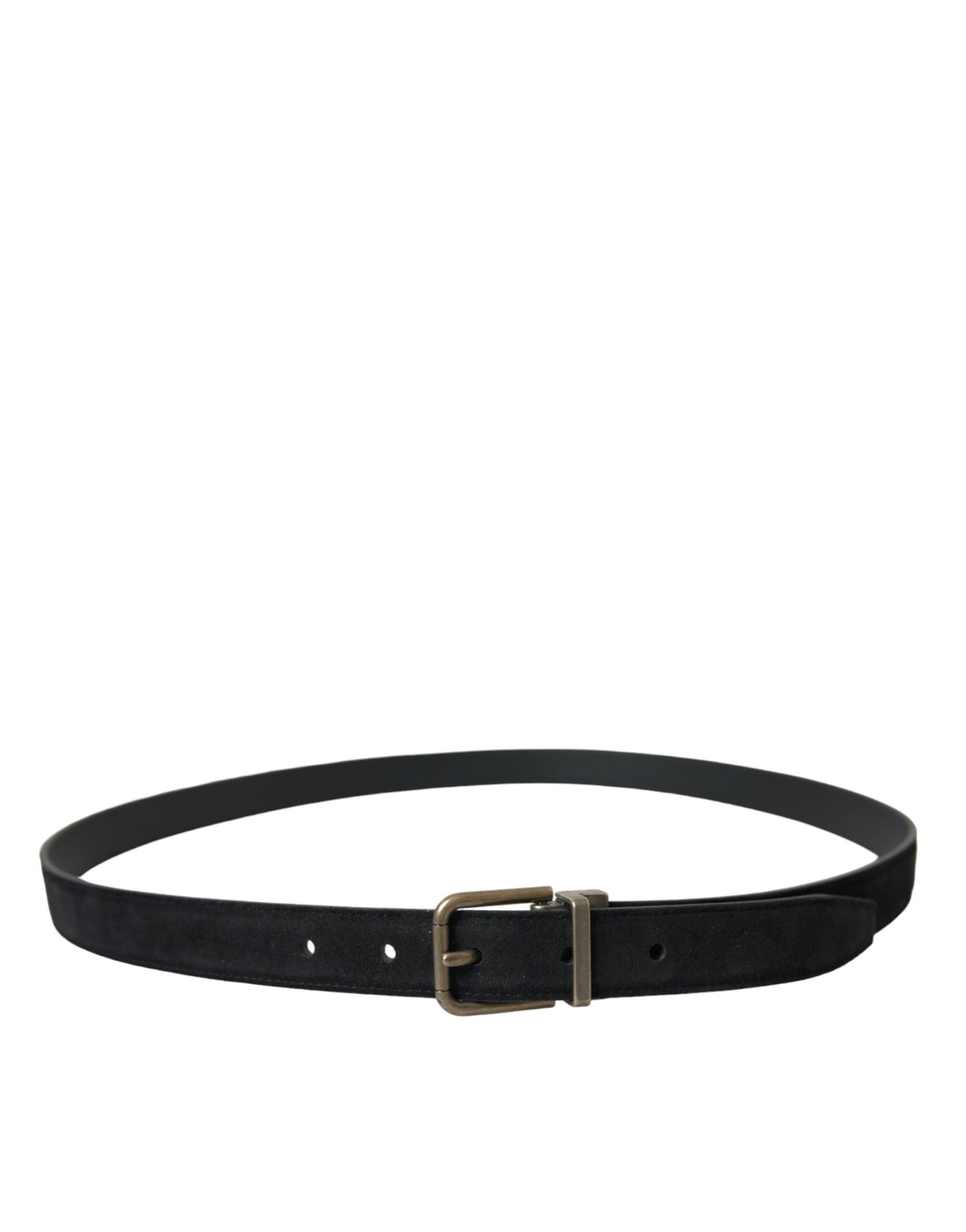 Dolce & Gabbana Black Suede Leather Gold Metal Buckle Men's Belt