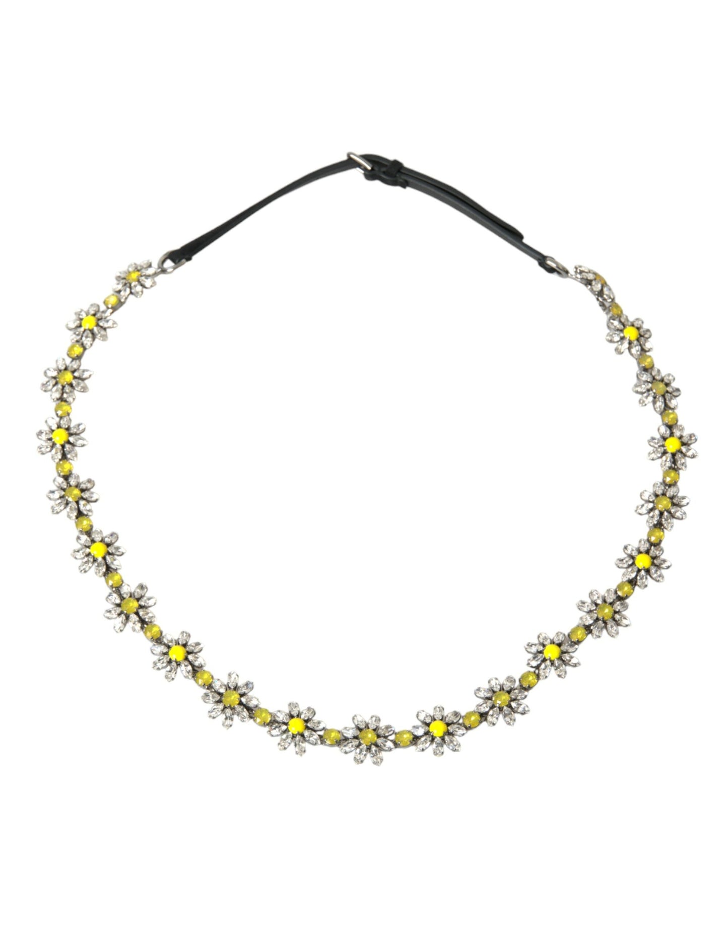 Dolce & Gabbana Black Daisy Crystal Dauphine Waist Women's Belt