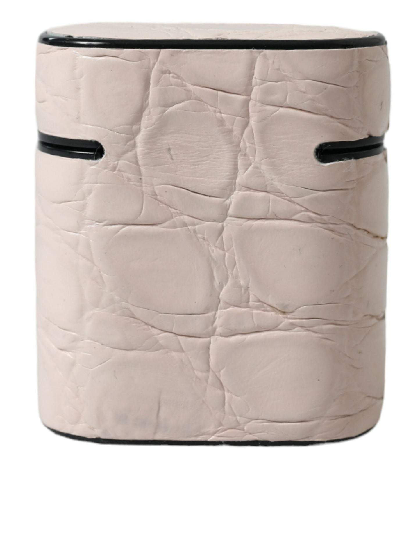 Dolce & Gabbana Light Pink Calf Leather Metal Logo Plaque Airpods Women's Case