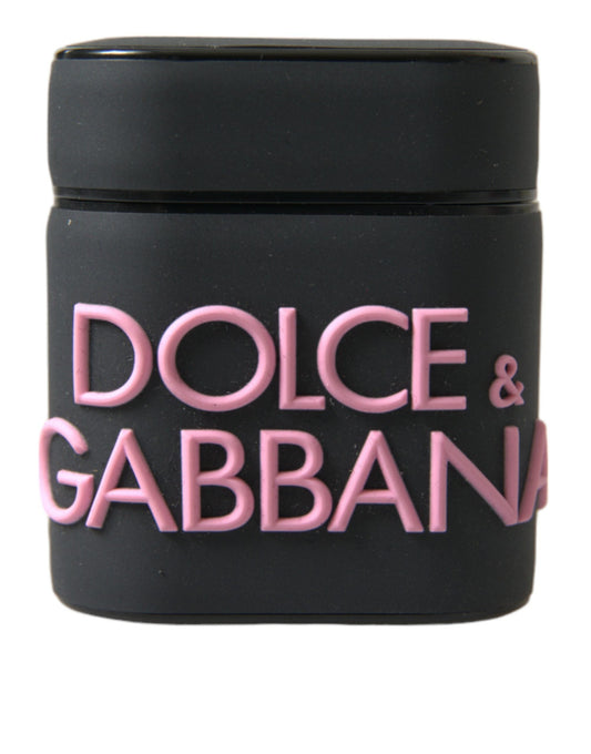 Dolce & Gabbana Black Pink Silicone Embossed Logo Airpods Women's Case