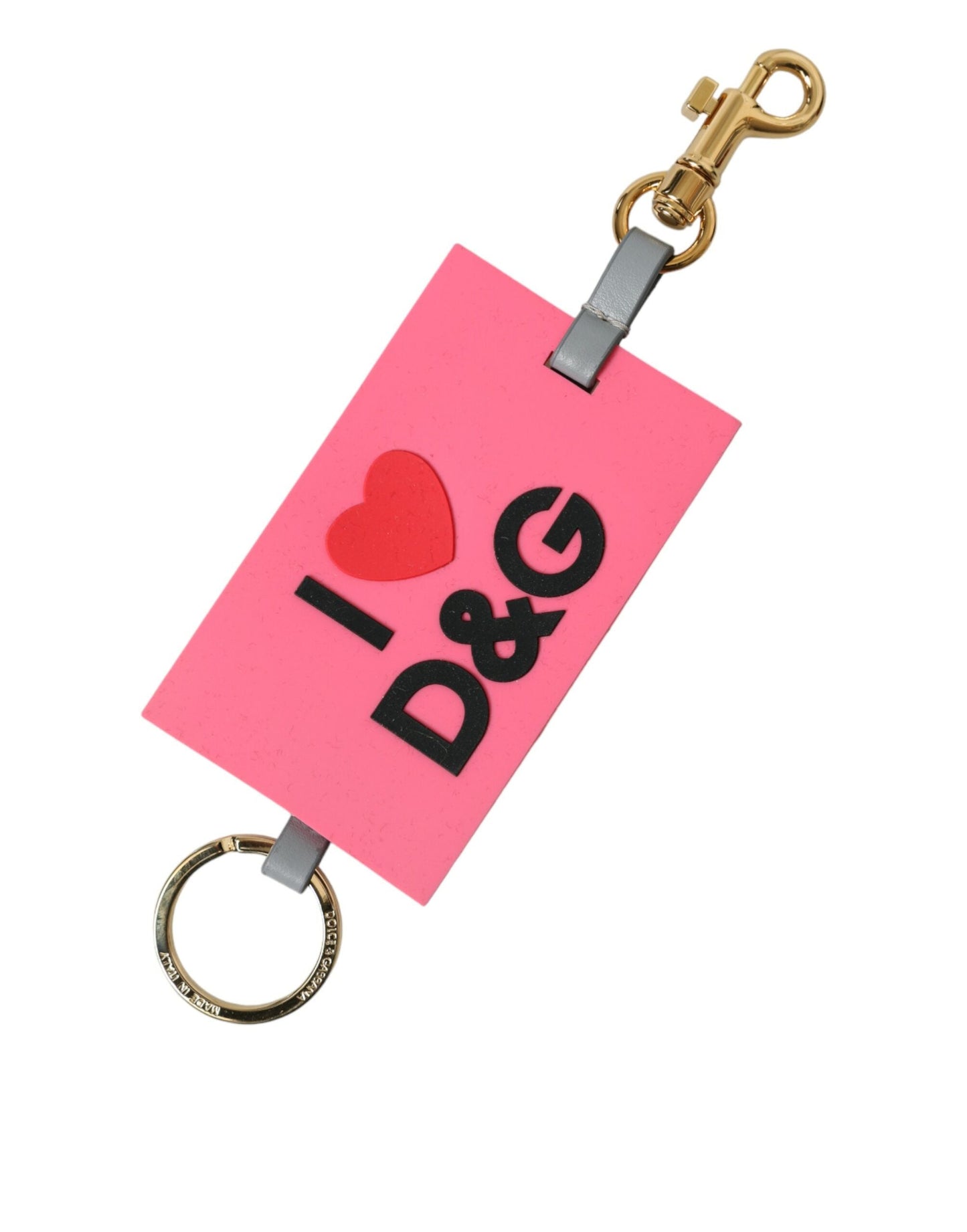 Dolce & Gabbana Pink Silicone DG Logo Gold Brass Women's Keychain