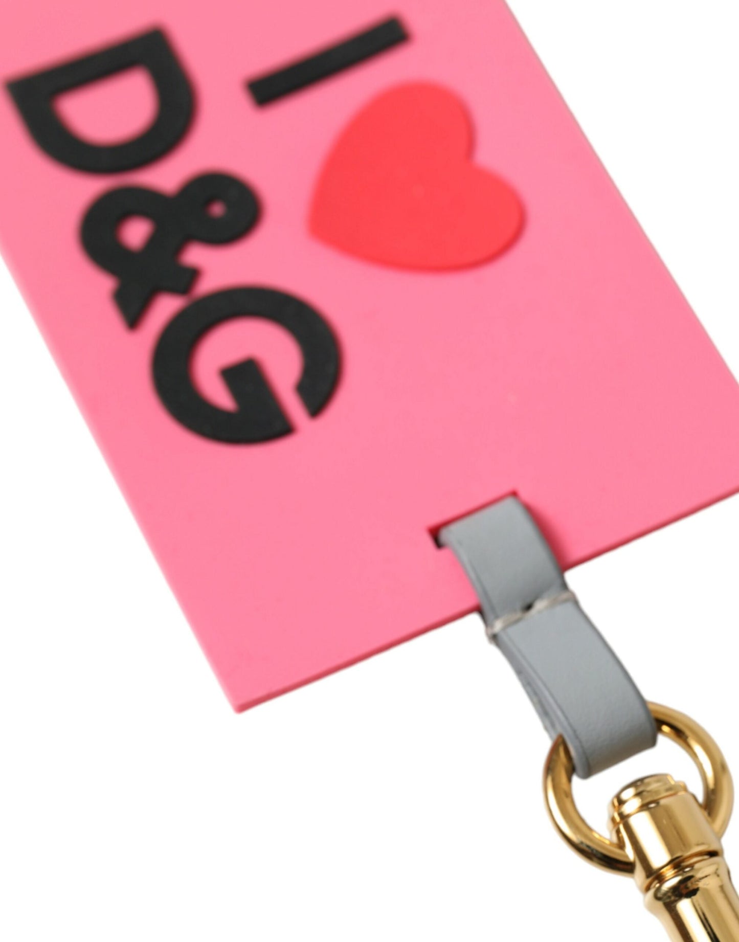 Dolce & Gabbana Pink Silicone DG Logo Gold Brass Women's Keychain