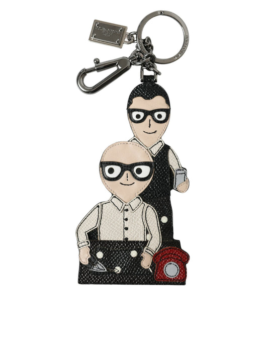 Dolce & Gabbana Leather Dominico Stefano #DGFAMILY Logo Badge Men's Keychain