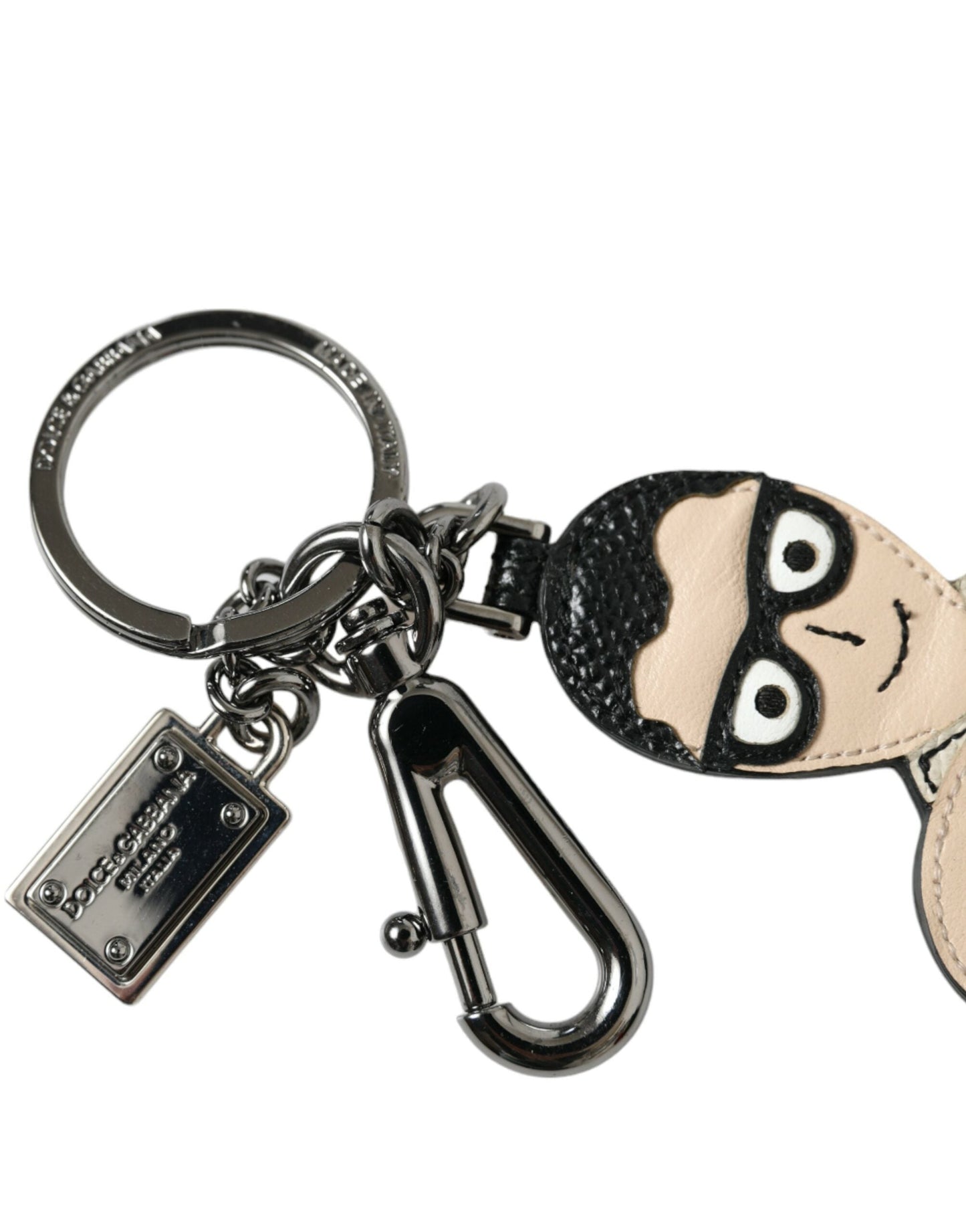 Dolce & Gabbana Leather Dominico Stefano #DGFAMILY Logo Badge Men's Keychain