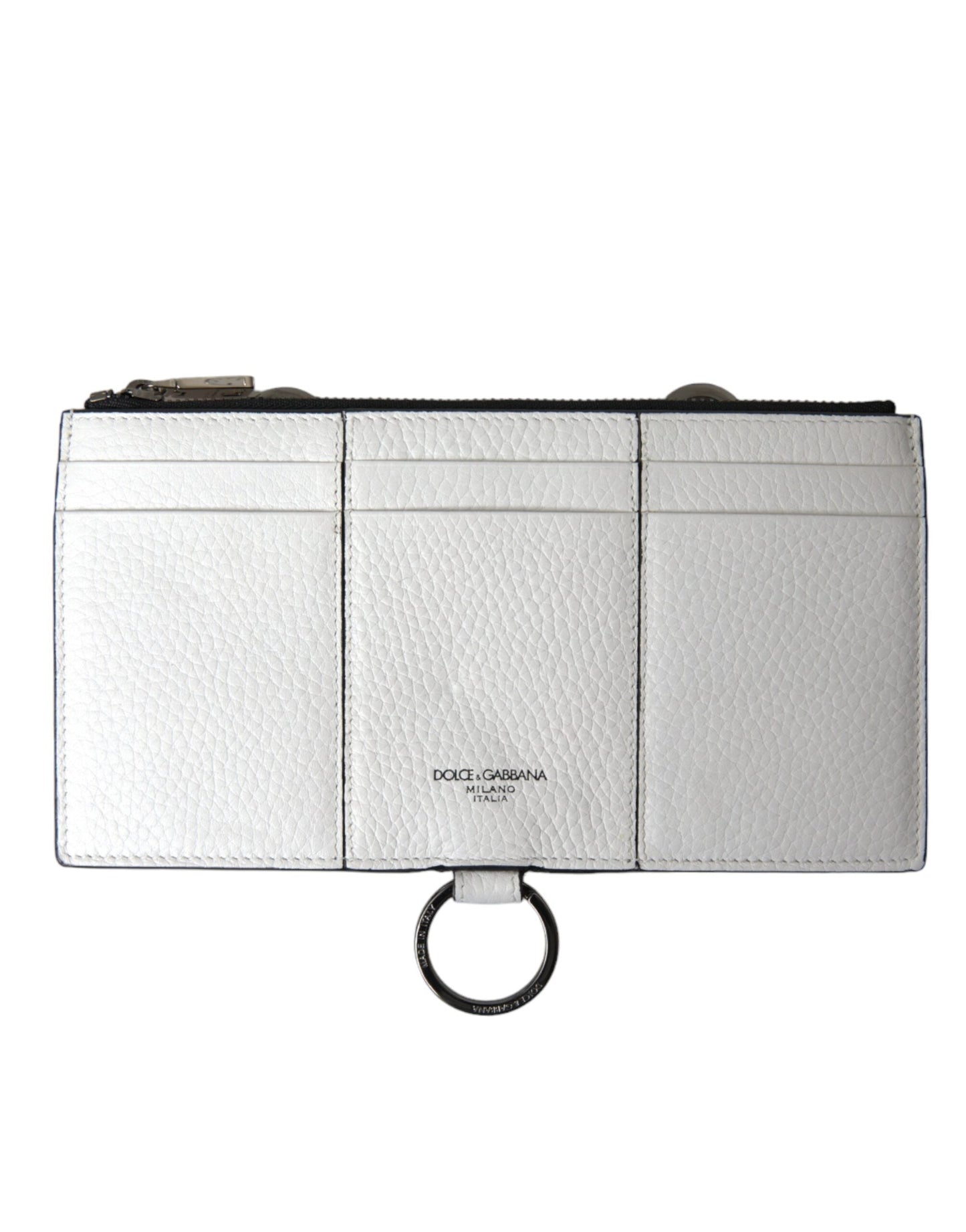 Dolce & Gabbana White Calfskin Leather Large Crossbody Card Holder Men's Wallet ()
