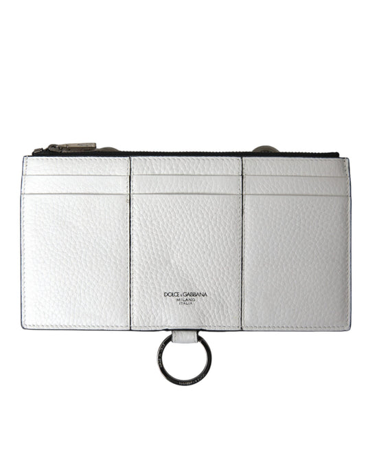 Dolce & Gabbana White Calfskin Leather Large Crossbody Card Holder Men's Wallet ()