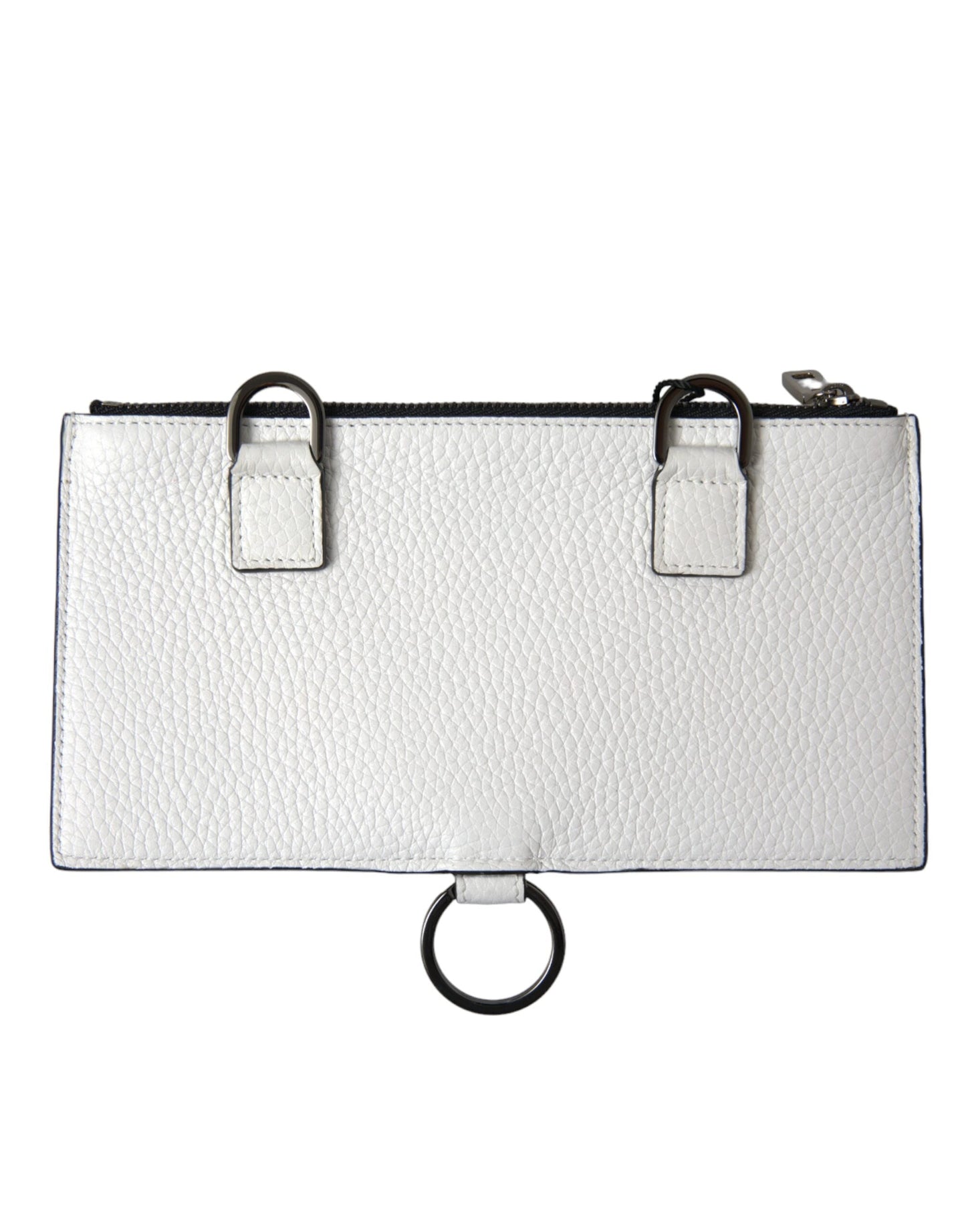 Dolce & Gabbana White Calfskin Leather Large Crossbody Card Holder Men's Wallet ()